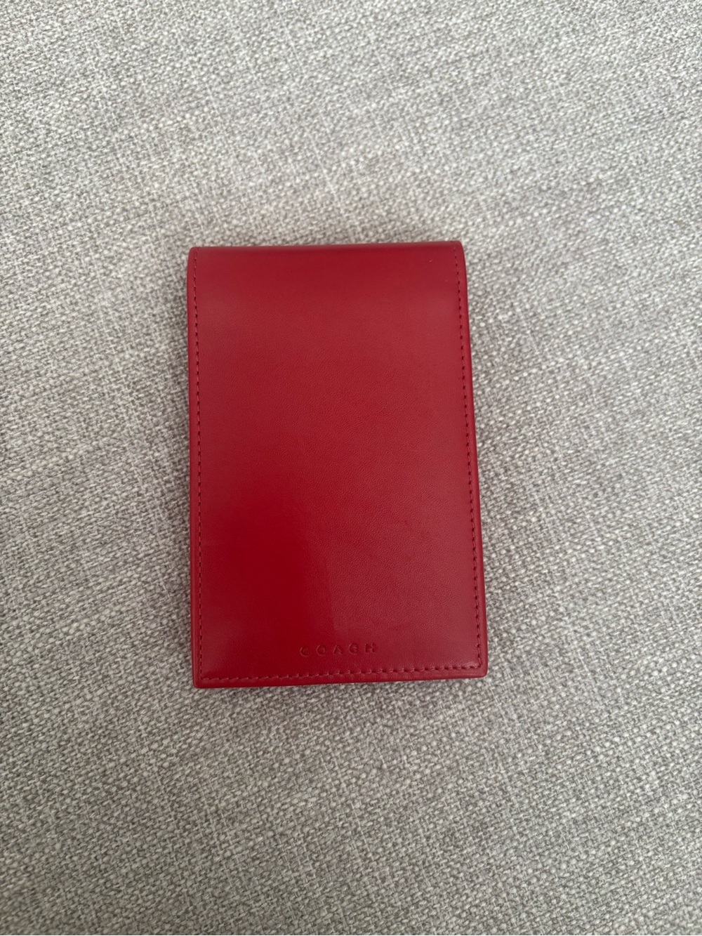 Vintage Coach Red Leather Memo Pad Holder Organizer w Pen & Notepad RARE